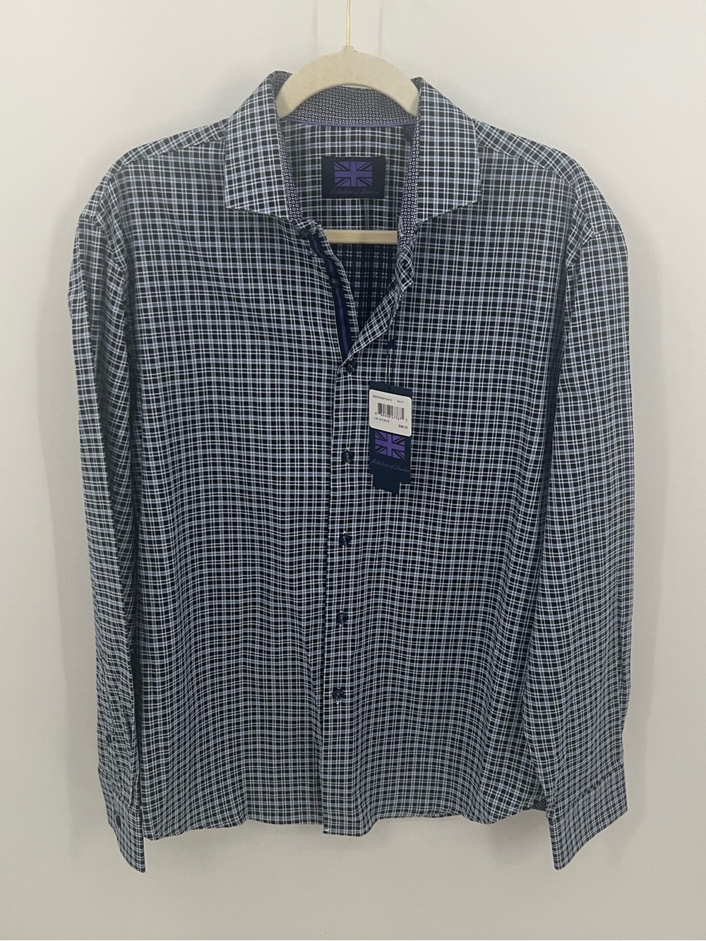 Michelsons of London Men's Blue Check Button-Up Shirt
